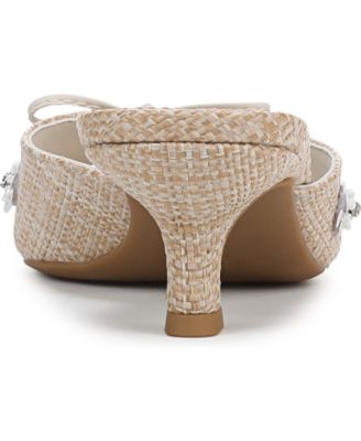 Women's Ollie Fleur Flower Kitten Heel Slide Dress Sandals