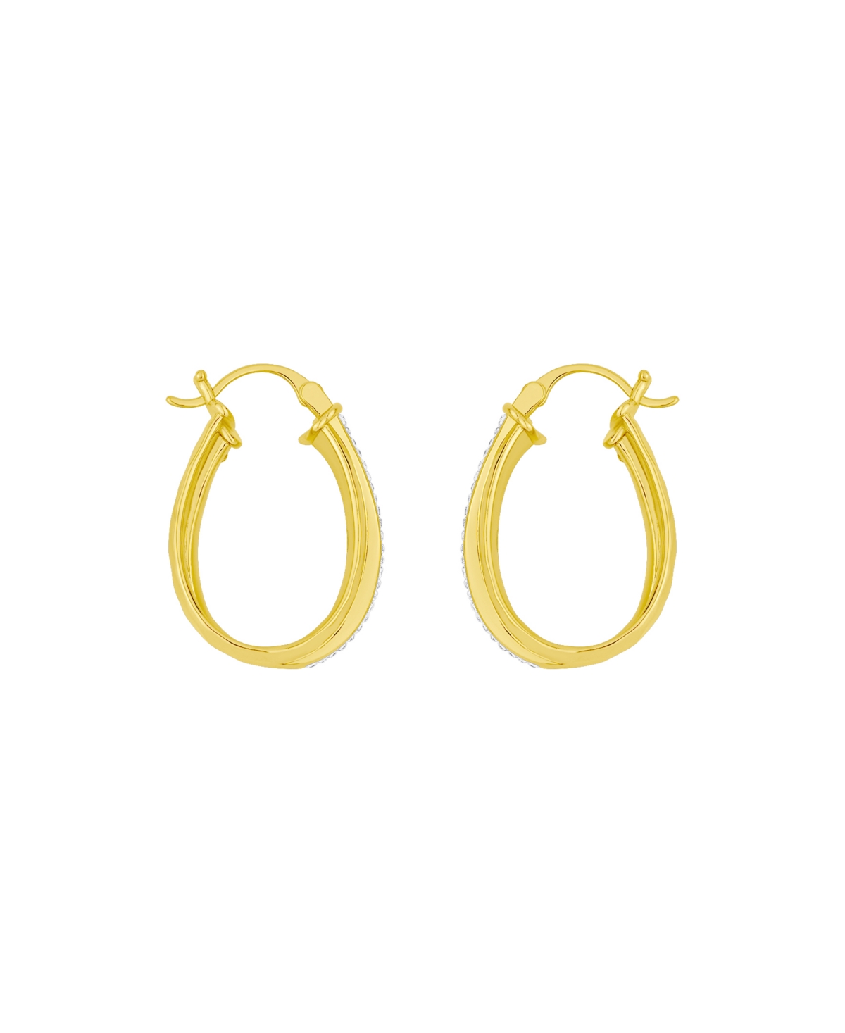 And Now This Clear Crystal Double Row Texture Hoop Earrings In Gold