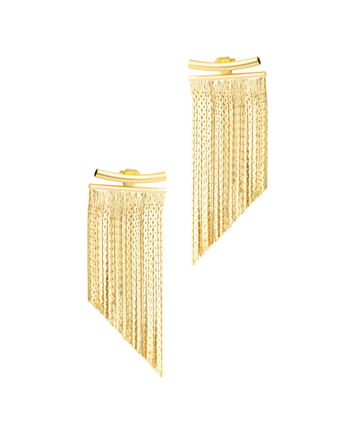 Gold Fringe Jacket Earrings - Gold