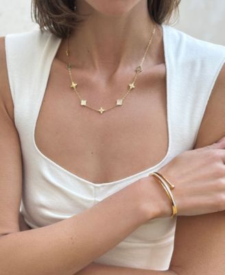 Tarnish Resistant Gold Pave Nail Bangle Bracelet