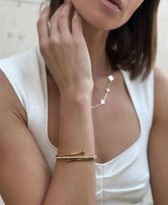 Tarnish Resistant Gold Pave Nail Bangle Bracelet