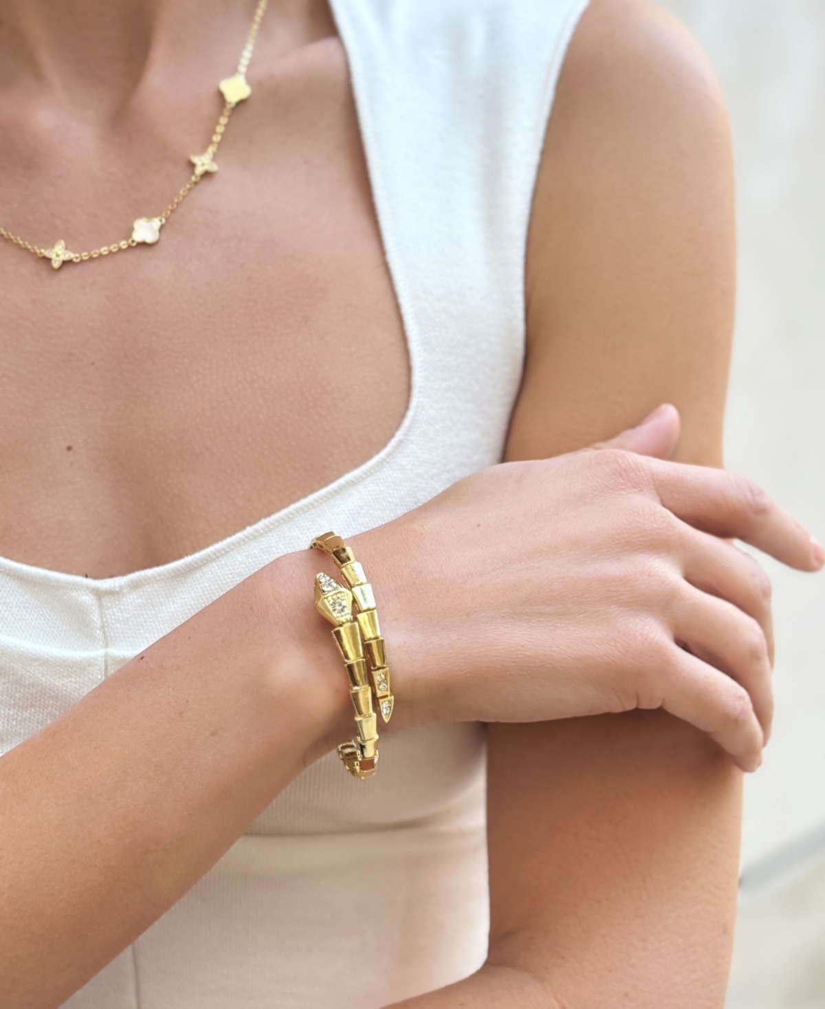 Adornia Snake Wrap Cuff In Gold