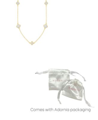 Gold Mother of Pearl Flower 36" Station Necklace