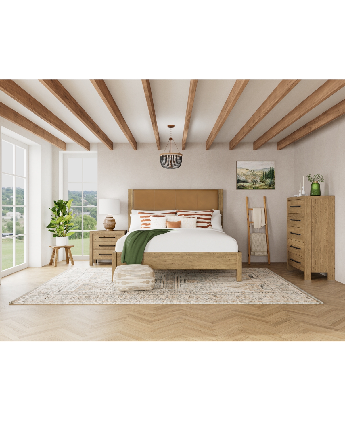 Macy's Davie 3-pc. Queen Set (leather Bed, Dresser & 3-drawer Nightstand), Created For  In Brown