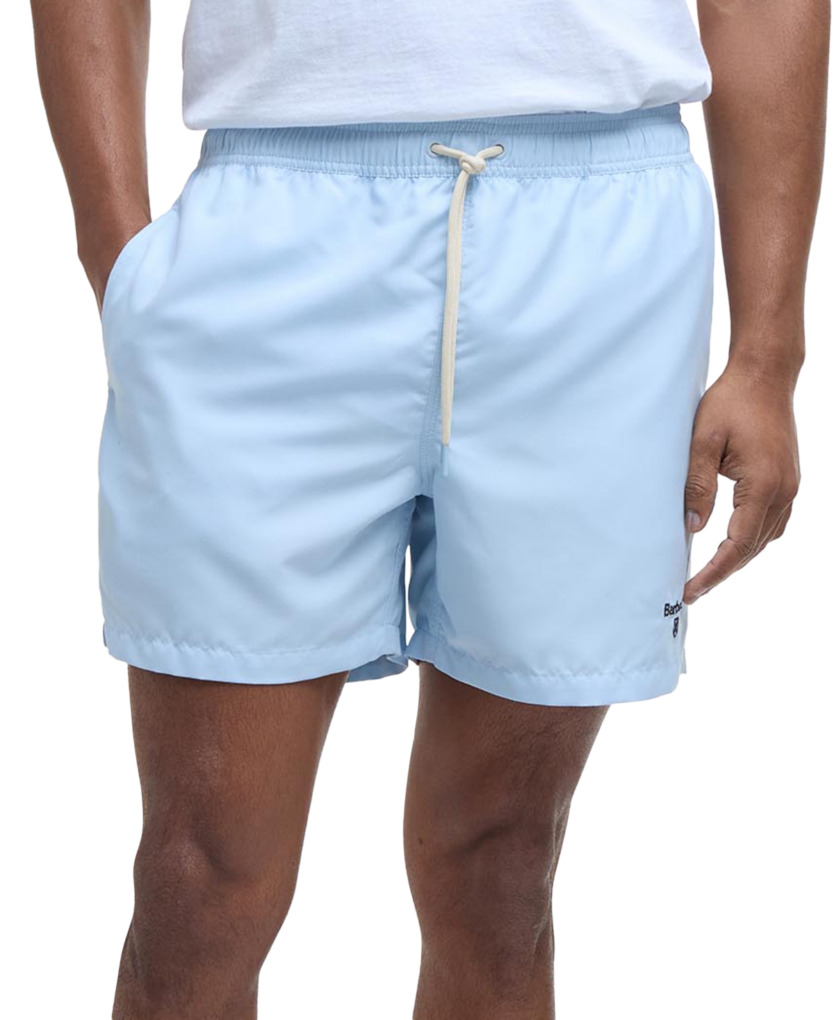 Shop Barbour Men's Staple Logo 5" Swim Trunks In Ocean Sky