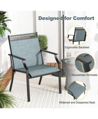 Patio Dining Chairs Set of 4 All Weather Outdoor Chairs w/ High Back & Armrests