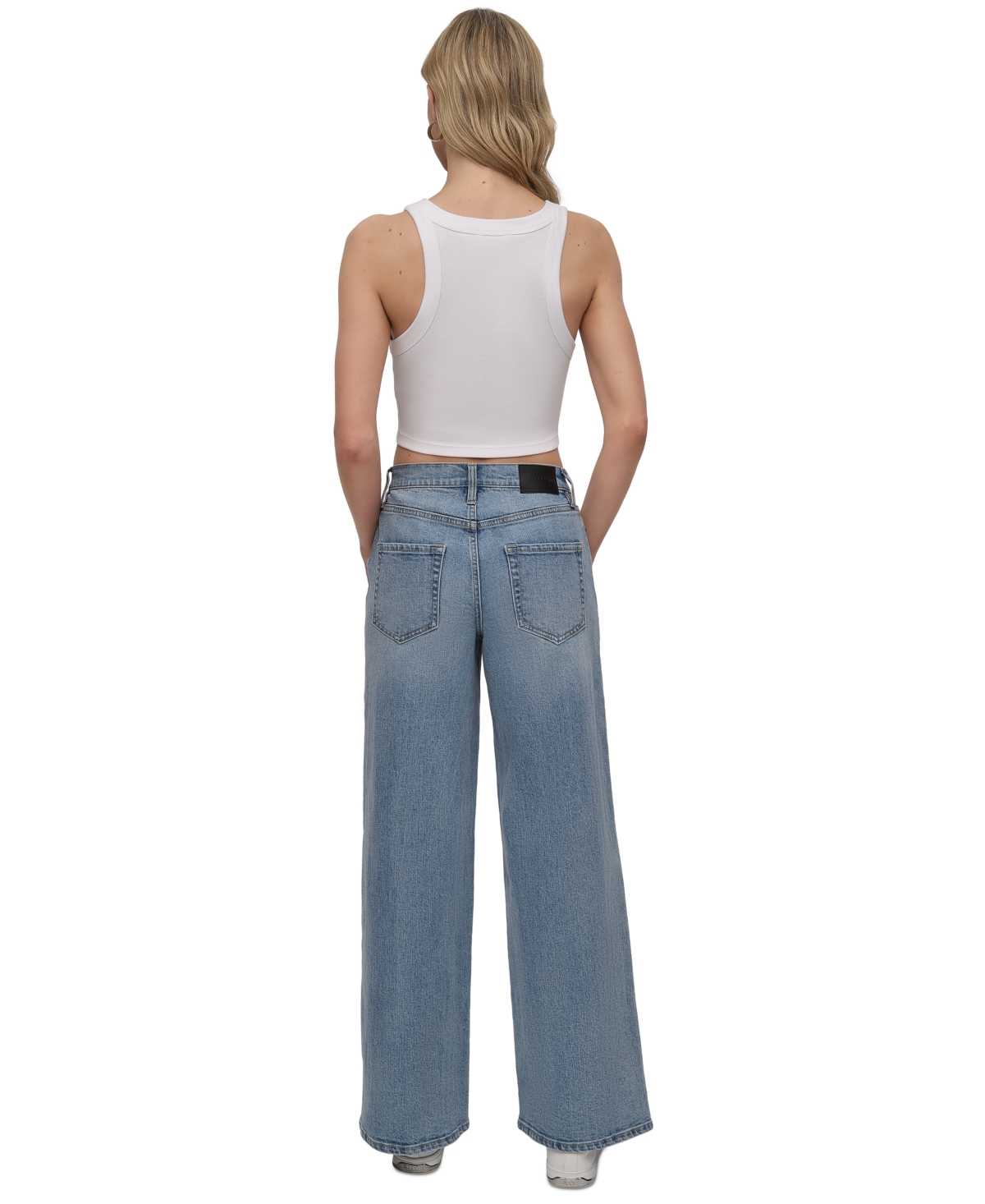 Shop Dkny Jeans Women's Ribbed Cropped Tank Top In Wht - White