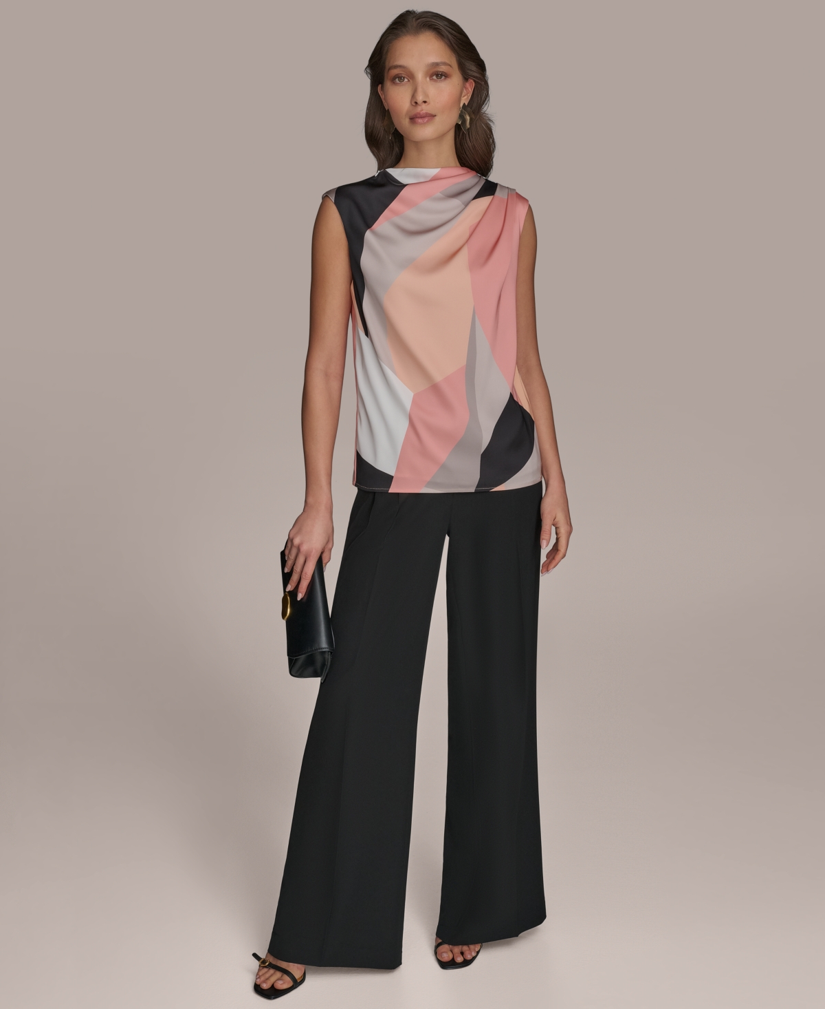 Shop Donna Karan Women's Sleeveless Printed Top In Spring Melon Mlt