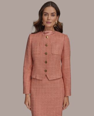 Donna Karan New York Women's Collarless Tweed Blazer - Macy's