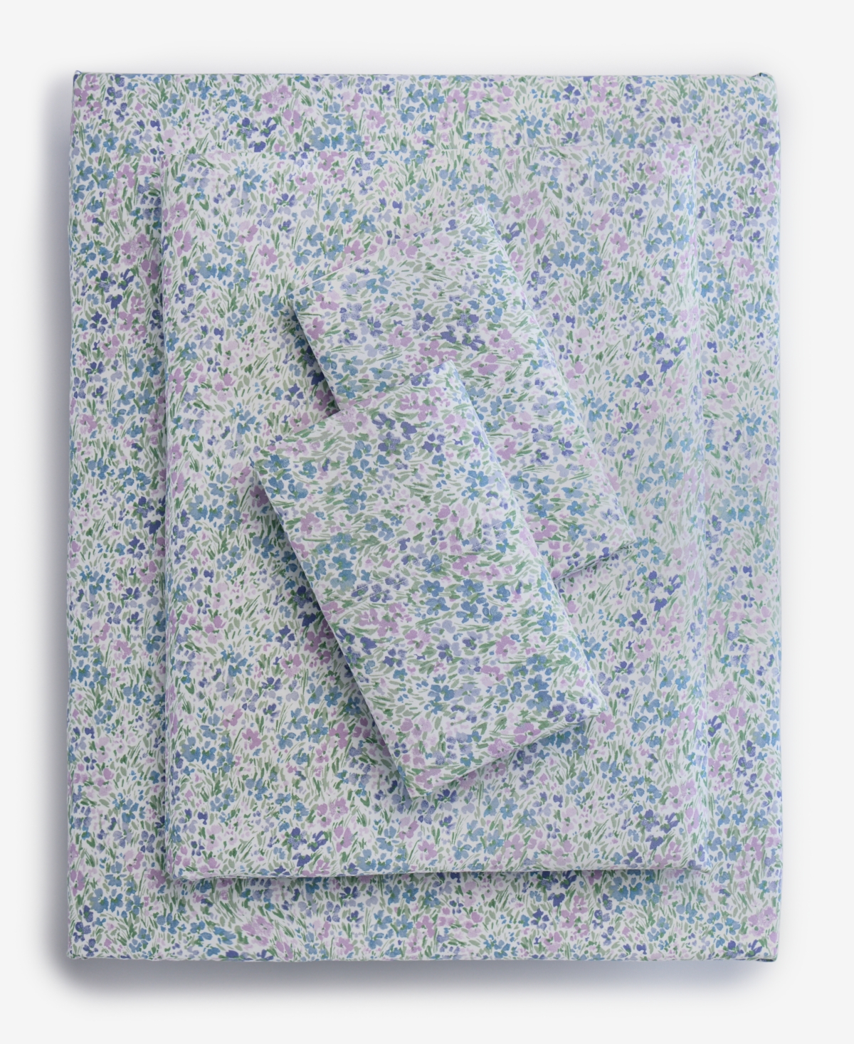 Charter Club Ditsy Floral Printed 550-thread Count 4-pc. Sheet Set, Full, Exclusively At Macy's In Blue
