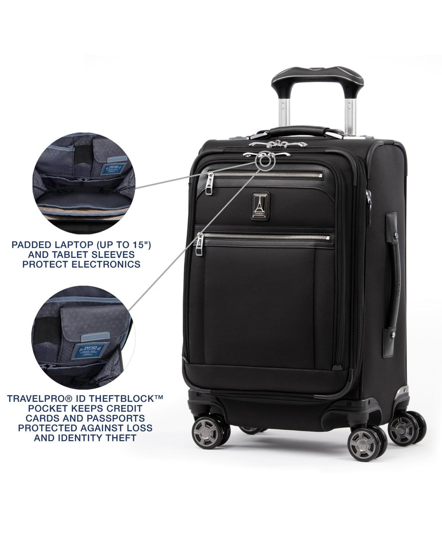 Чемодан Travelpro Platinum Elite Business Plus 20" Carry-on Spinner, цвет: Теневой чёрный — фото 18
