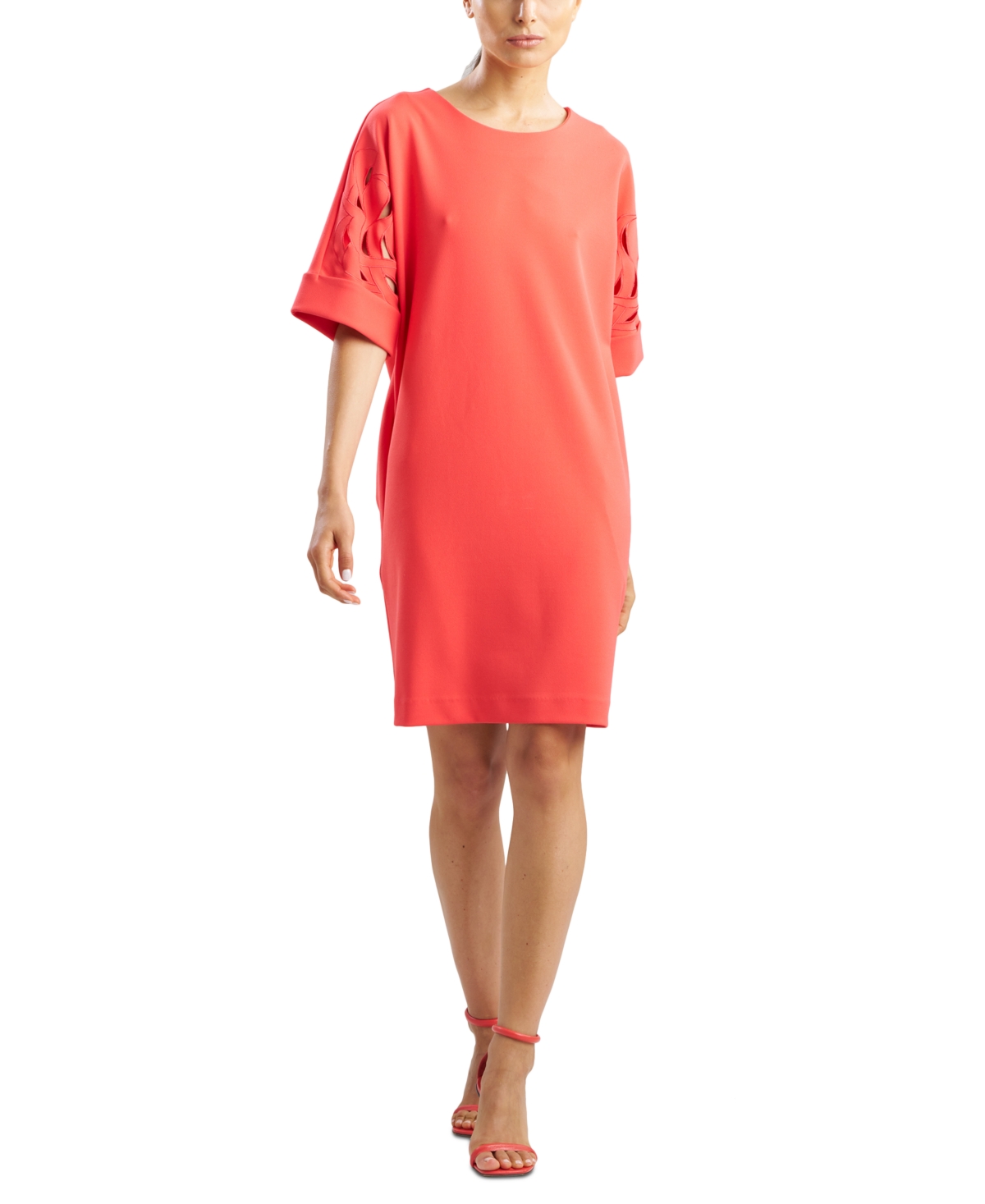 Women's Scoop-Neck Scuba Dress - Cayenne