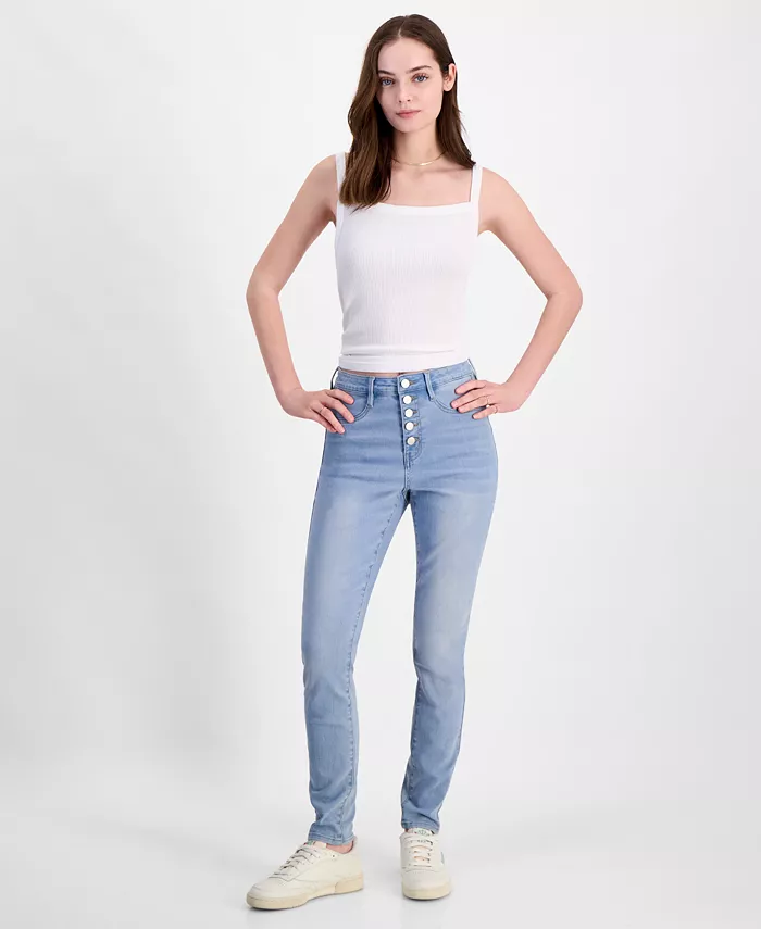 Juniors' 5-Button High Waisted Curvy Skinny Jeans - thumbnail 5