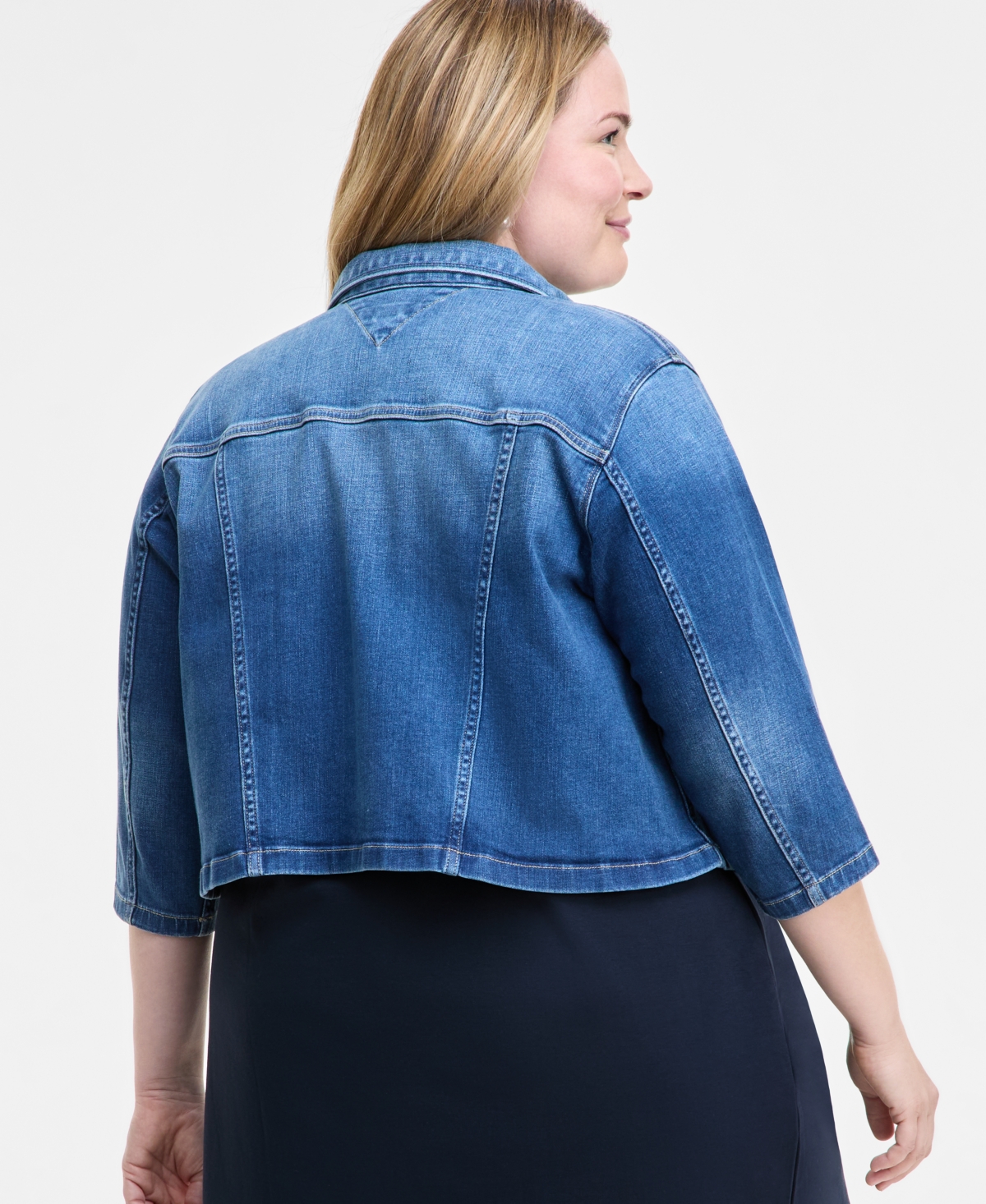 Tommy Hilfiger Plus Size 3/4-sleeve Denim Jacket In Chespk Wash