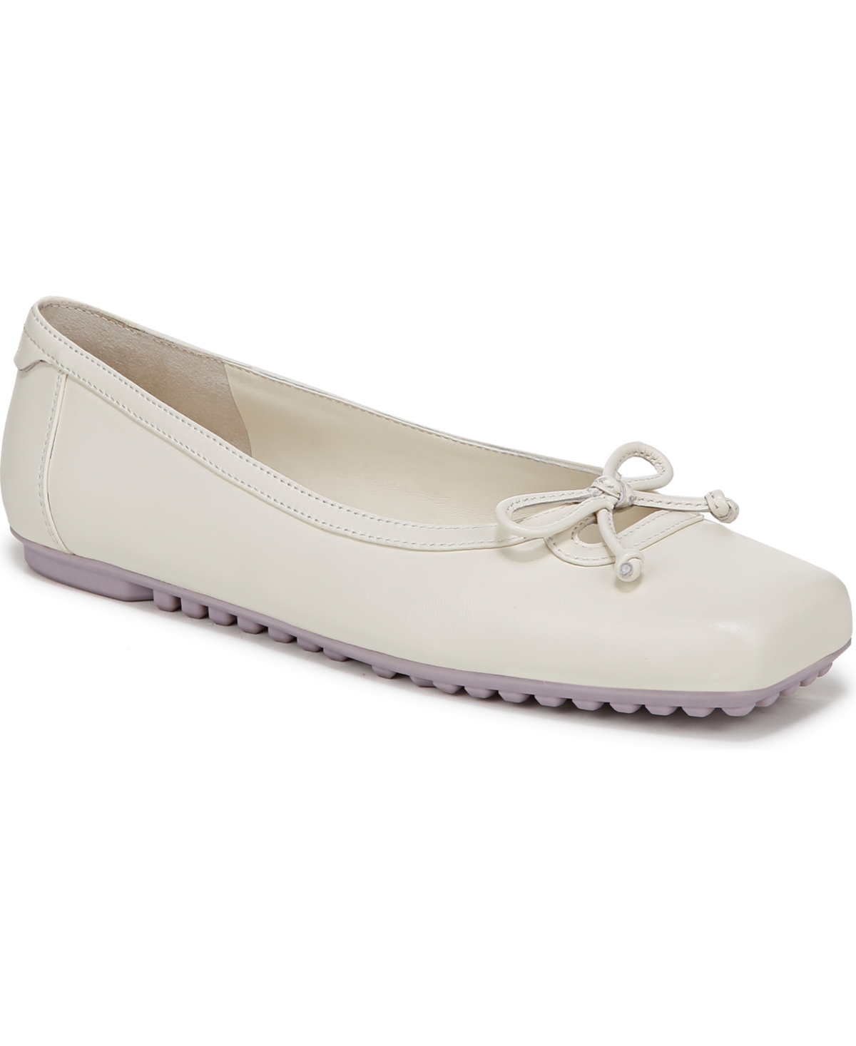 Franco Sarto Imara Square Toe Ballet Flat In Cream White Leather