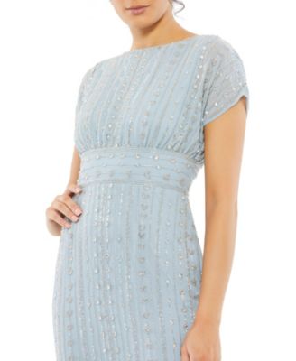 Women's Beaded Cap Sleeve Column Midi Dress