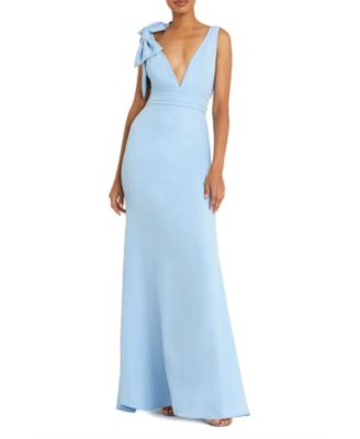 Women's Sleeveless V Neck Bow Detail Mermaid Gown