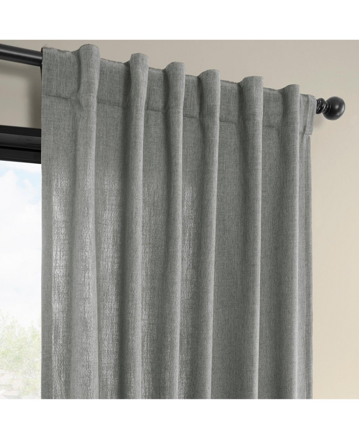 HALF PRICE DRAPES LIGHT GREY SIMPLY FAUX LINEN LIGHT FILTERING CURTAIN PAIR (2 PANELS) 
