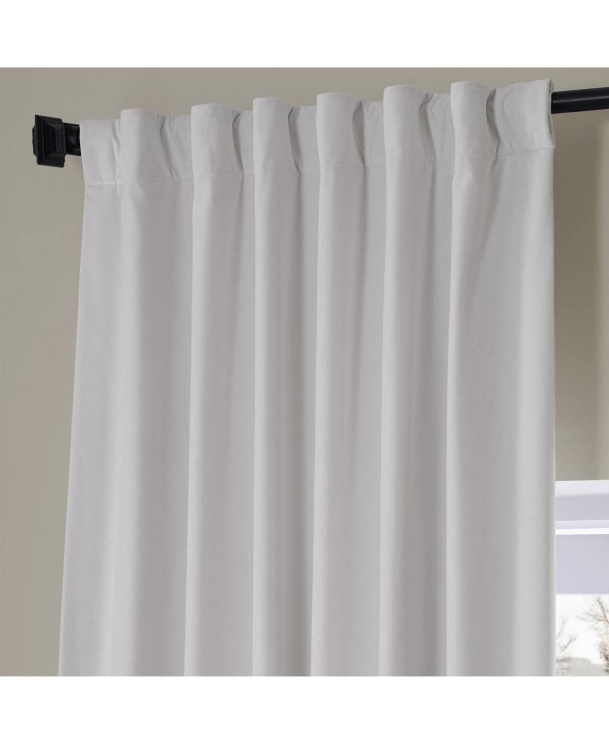 HALF PRICE DRAPES MISTY WHITE SIGNATURE PLUSH VELVET HOTEL BLACKOUT CURTAIN 