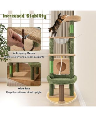 59'' Cactus Cat Tree for Indoor Cats w/ Sisal Scratching Posts & Board Condo