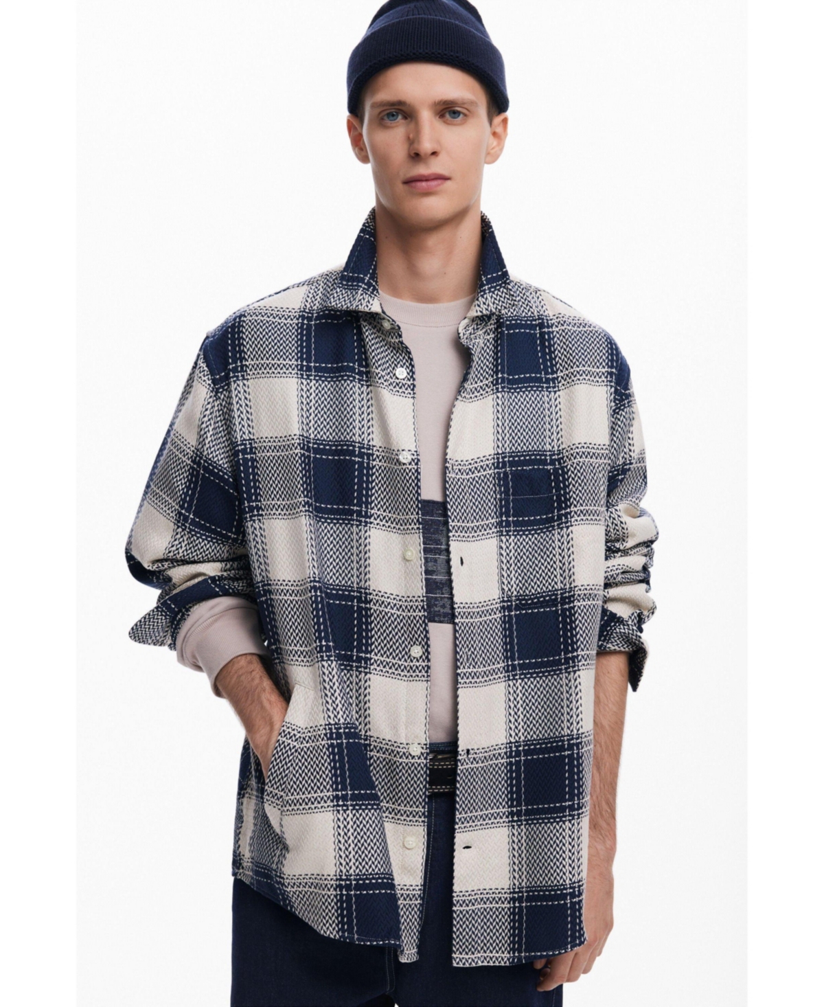 Men's Checkered shirt - Navy blue