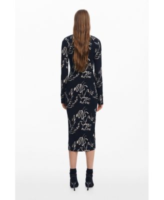 Women's Square neckline dress Lettering