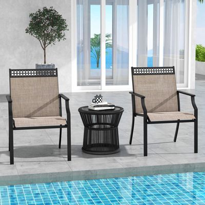 Patio Dining Chairs Set of 4 All Weather Outdoor Chairs w/ High Back & Armrests