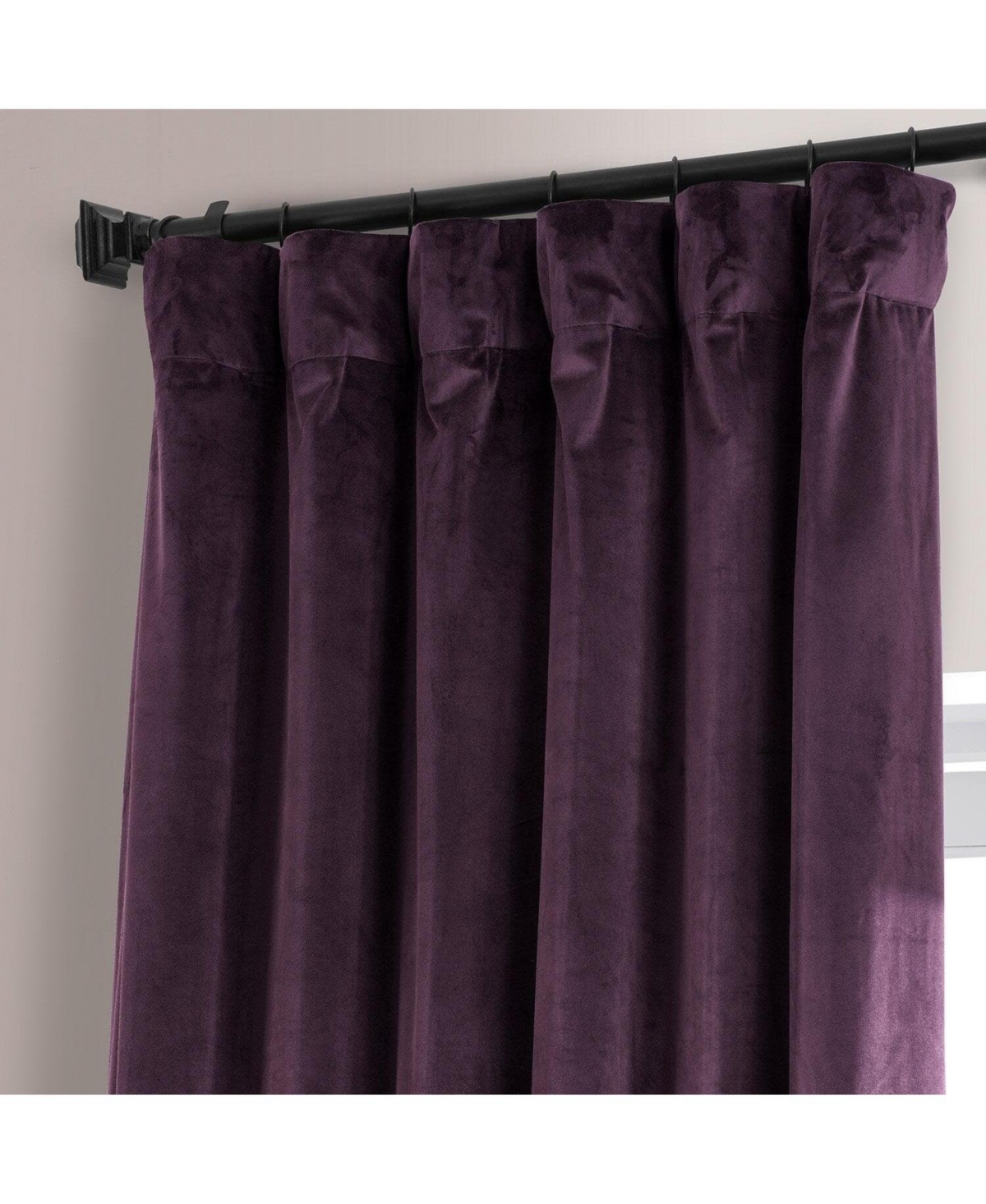 Half Price Drapes Plum Blossom Signature Plush Velvet Hotel Blackout Curtain In Purple