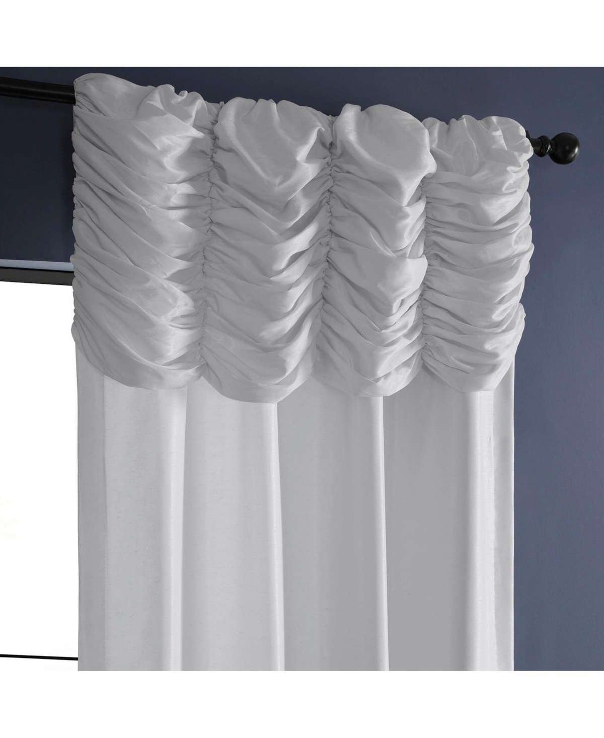 Half Price Drapes Ice Ruched Vintage Textured Faux Dupioni Silk Curtain In White
