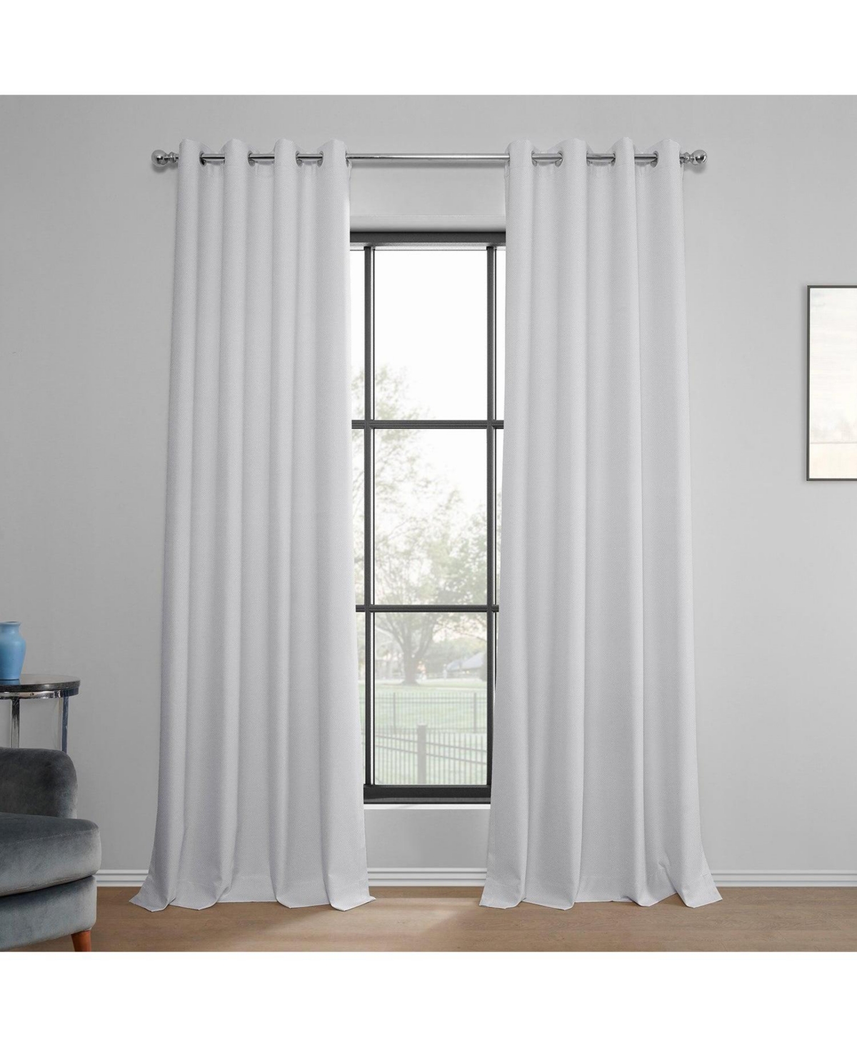 Half Price Drapes Off White Grommet Performance Linen Hotel Blackout Curtain In White