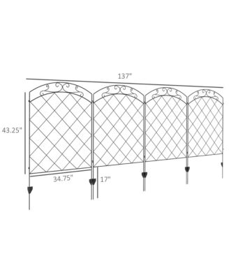 11.4' Garden Fence Steel Border Flower Edging, Pack of 4,