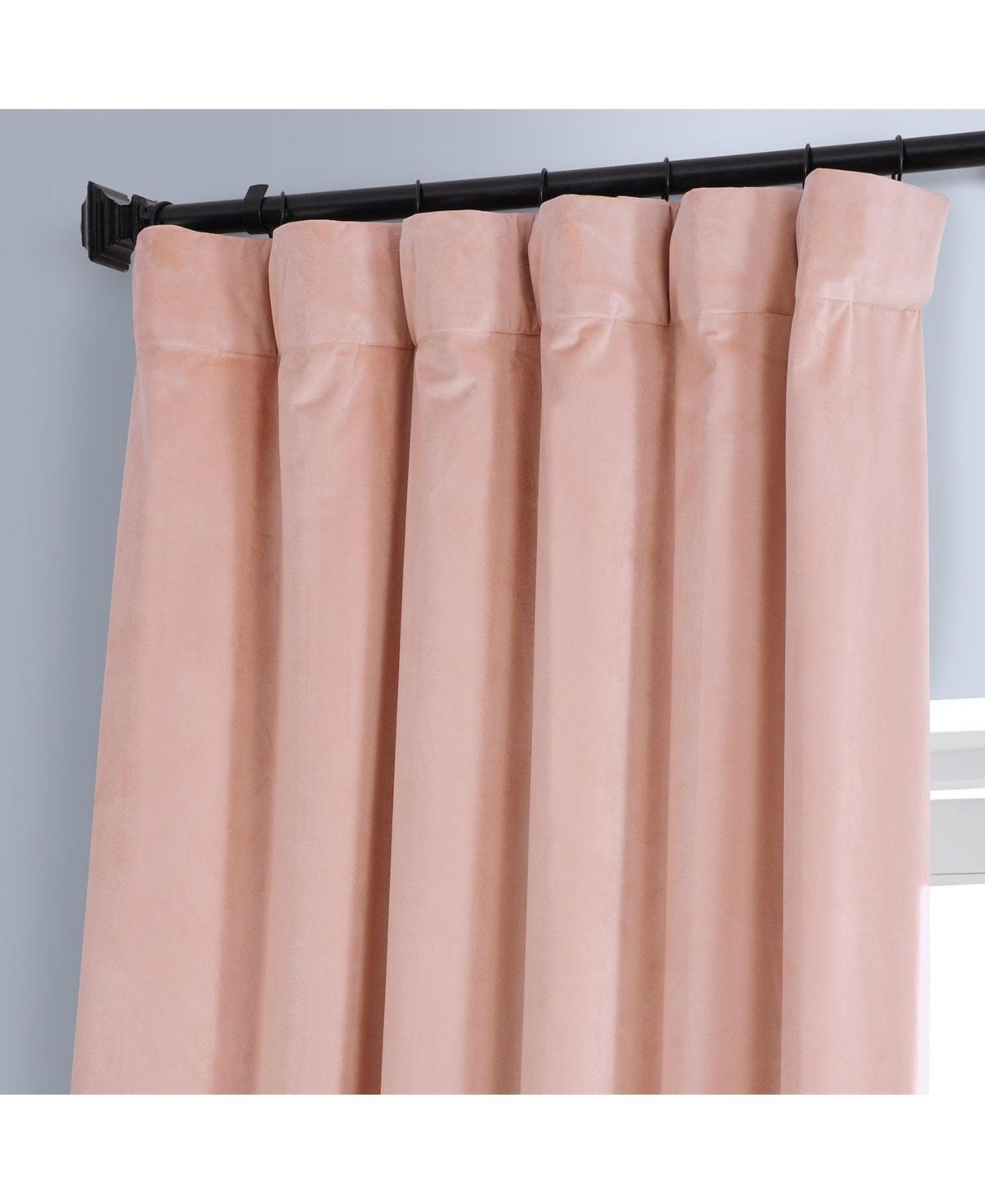 Half Price Drapes Apricot Blossom Signature Plush Velvet Hotel Blackout Curtain In Pink