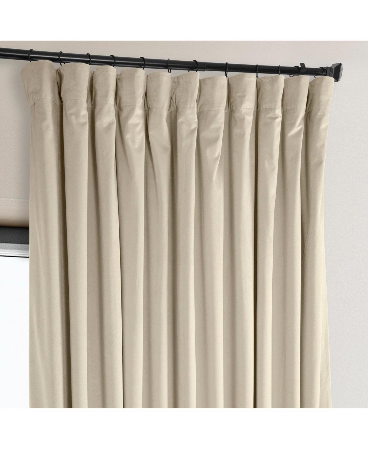 Half Price Drapes Angora Beige Extra Wide Signature Plush Velvet Hotel Blackout Curtain In Beige,tan
