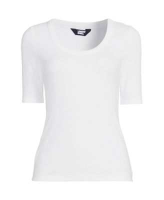 Plus Size Drapey Rib Fitted Elbow Sleeve Scoop Neck Tee