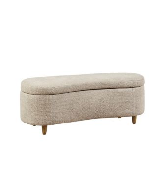 Flip Top Storage Bench in Taupe, Upholstered Storage Ottoman with Solid Wood Legs-The Pop Home