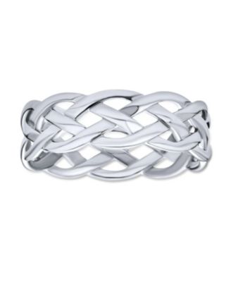 Ring: Criss Cross Weave Braided Band Rope Twisted Cable Eternity Sterling