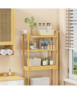 Over The Toilet Storage Rack Bathroom Organizer with 3 Tier Adjustable Height Shelf