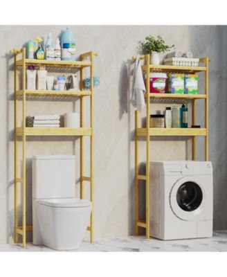 Over The Toilet Storage Rack Bathroom Organizer with 3 Tier Adjustable Height Shelf