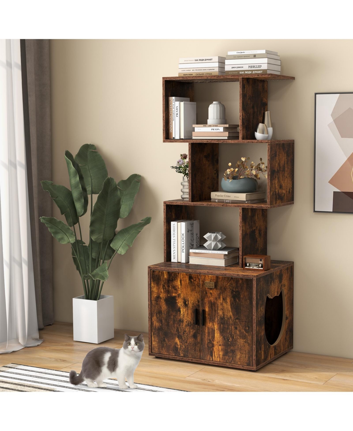 Cat Litter Box Enclosure with Storage Stylish & Functional Hidden Litter Cabinet