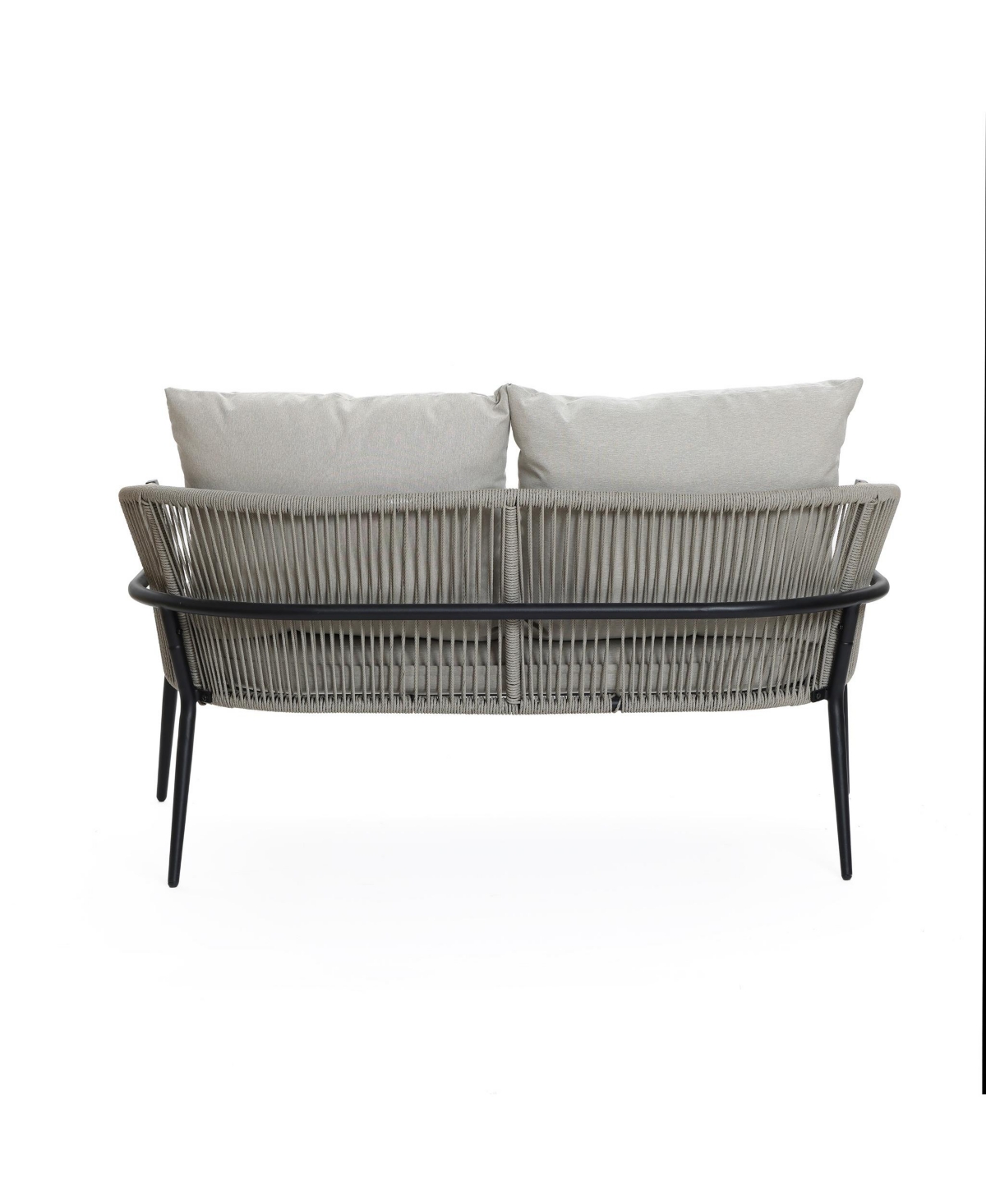 Luxenhome Outdoor Aluminum With Pe Rattan Loveseat Sofa With Cushions And Coffee Table Set In Black,gray,natural