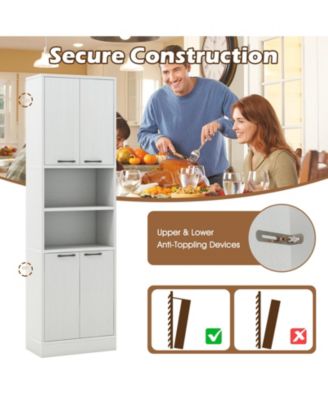 Kitchen Pantry Cabinet Tall Cupboard with Doors and Shelves