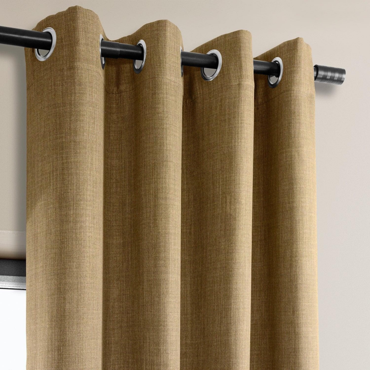 Half Price Drapes Grommet Textured Faux Linen Room Darkening Curtain In Neutral