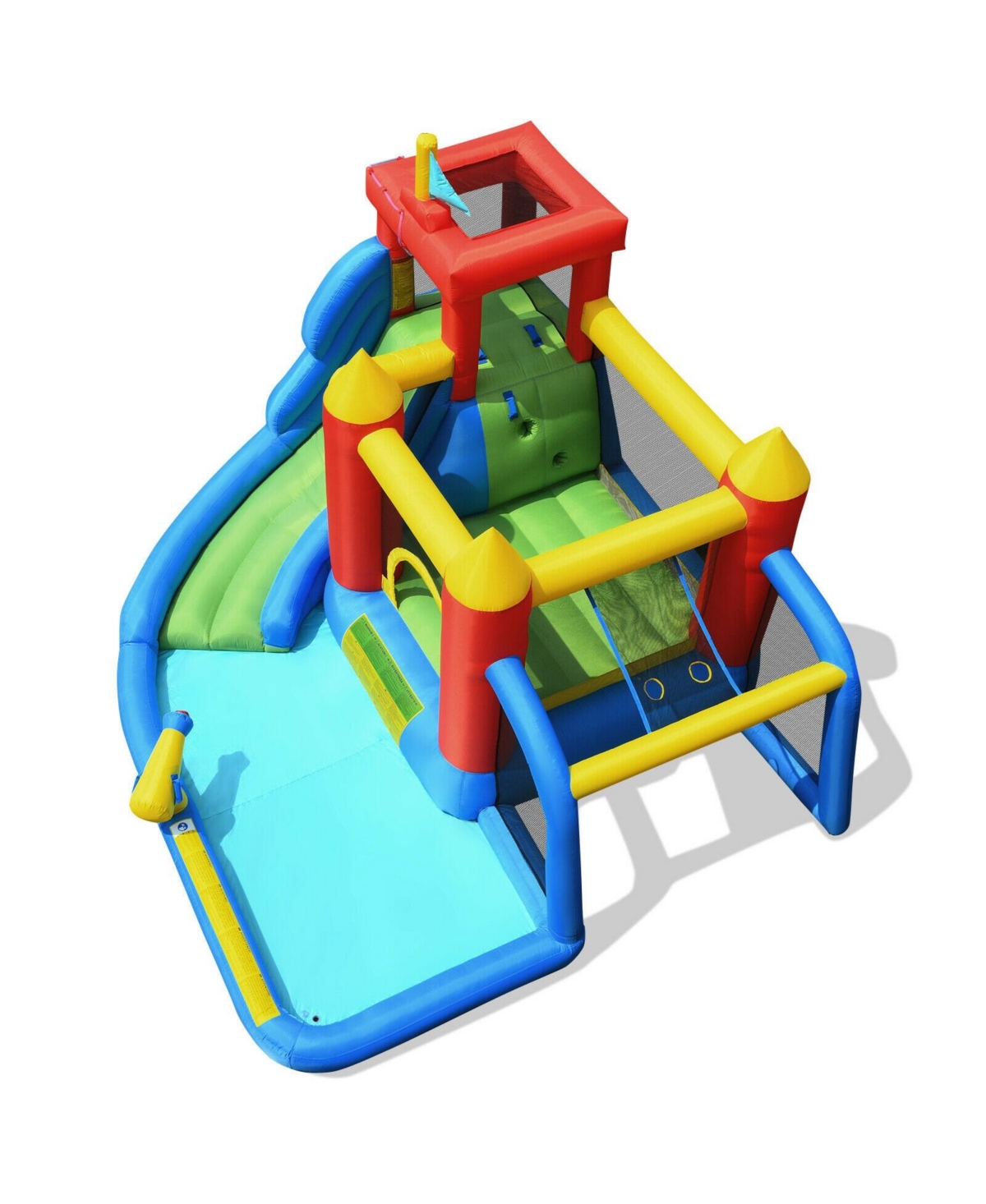 Inflatable Bounce House with Water Slide & Splash Pool Fun Outdoor Playset - Multicolor