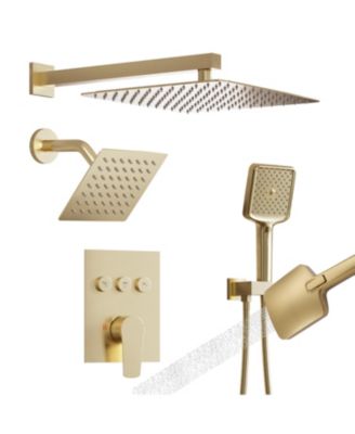 3-Function Dual Shower Head Pressure-balanced Shower System with 4 Sprays Handheld