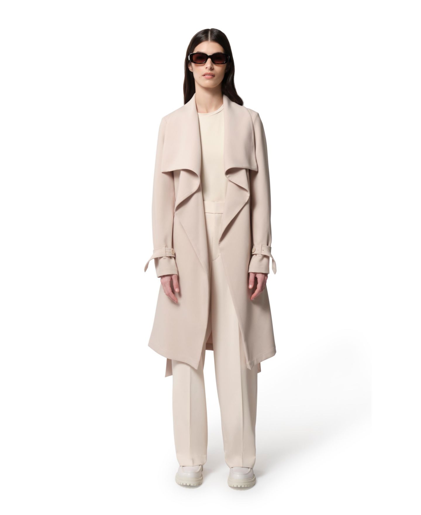 Женское пальто Soia & Kyo Olivia Relaxed-Fit Belted Trench With Cascade Collar, цвет: Туманный — фото 1