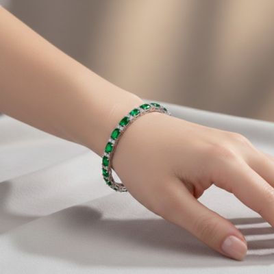 Elegant Plated Oval-cut CZ Tennis Bracelet