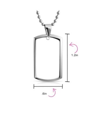 Large Military Army Dog Tag Pendant Necklace Polished Silver Tone Stainless Steel Beveled Edge with Bead Ball Chain 24 Inch