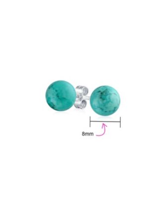 Set of 3 Natural Stones Ball Stud Earrings Sterling Silver 8MM