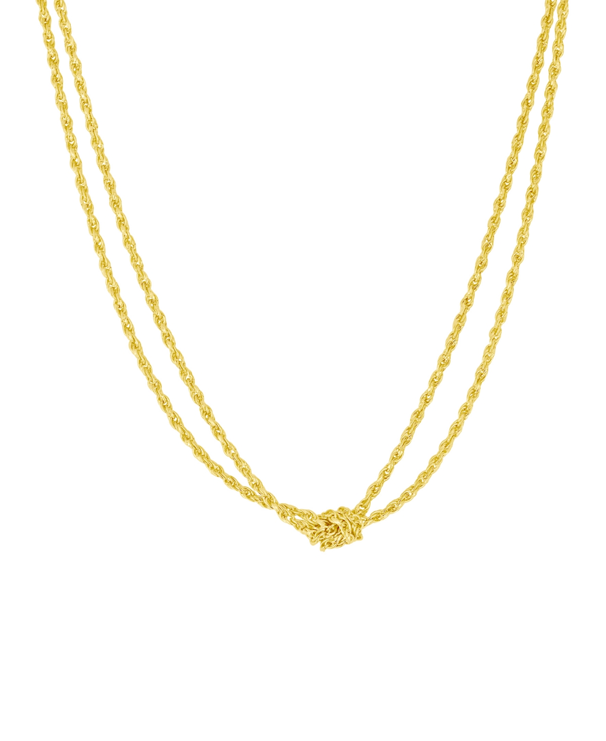 18K Gold Plated Double Layered Knotted Chain Necklace - Gold
