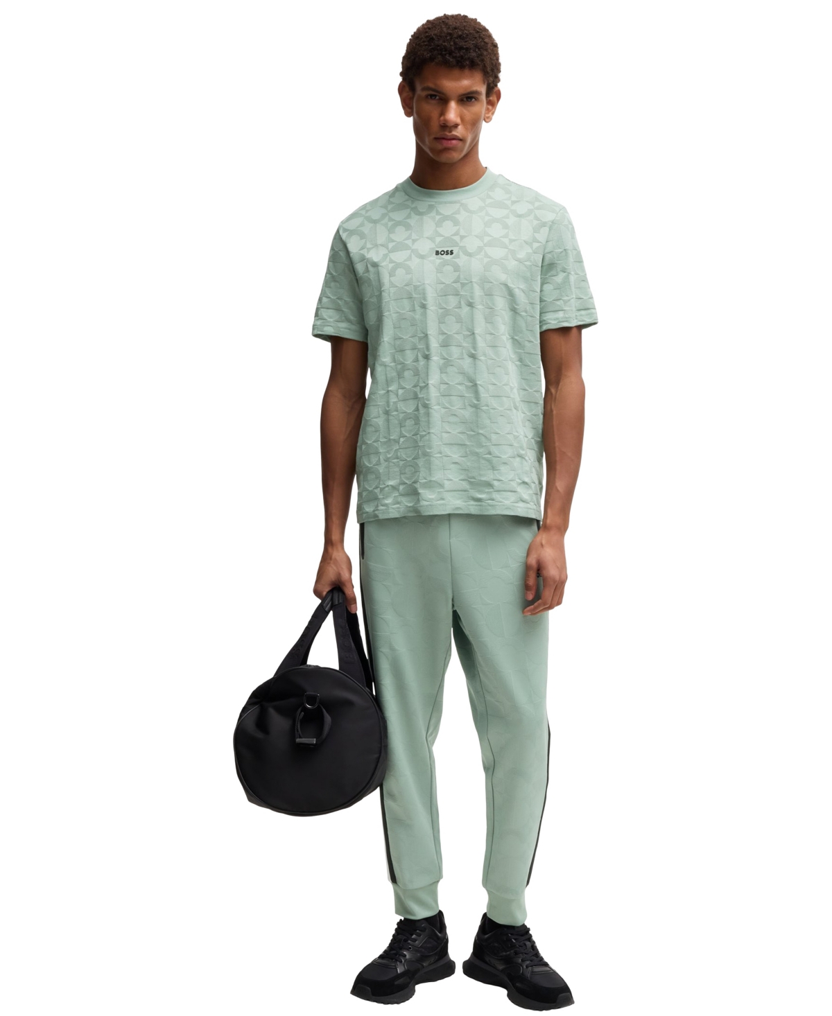 Hugo Boss Boss By  Men's Jacquard-woven Relaxed-fit Tracksuit Bottoms In Open Green